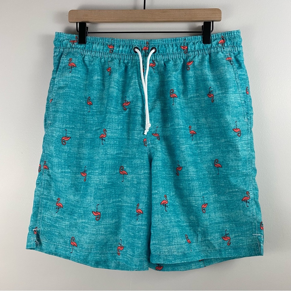 Urban Frontier Teal Flamingo Swim Trunks